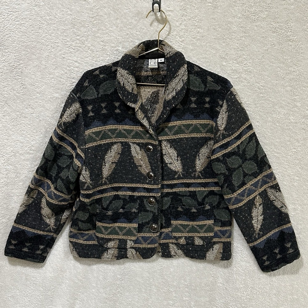 Vintage NTCO Nomadic Traders Tapestry Medium‎ Jacket Leaves Brocade Boho